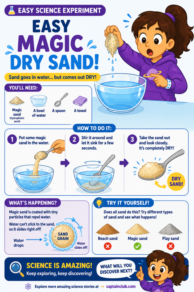 Magic dry sand science experiment for kids